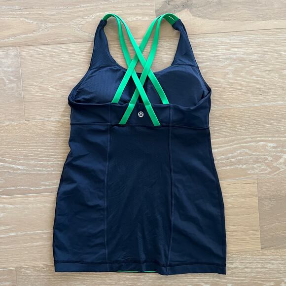 Lululemon Energy Tank Top Slalom Stripe Inkwell / Inkwell / Green Bean - Picture 2 of 3